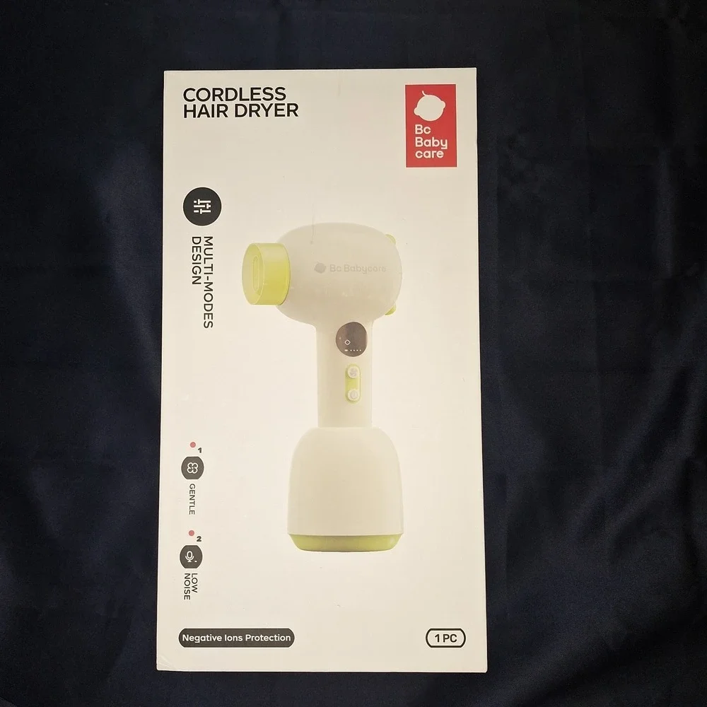 Bc Babycare Gentle Cordless Hair Dryer for Baby and Kids, Quiet Portable New